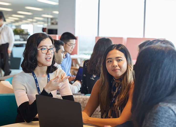 Graduates discussing