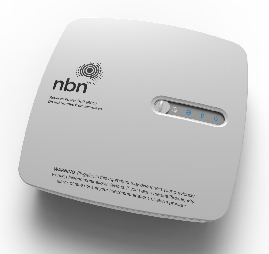 Front of the white nbn™ connection box for nbn™ FTTC 