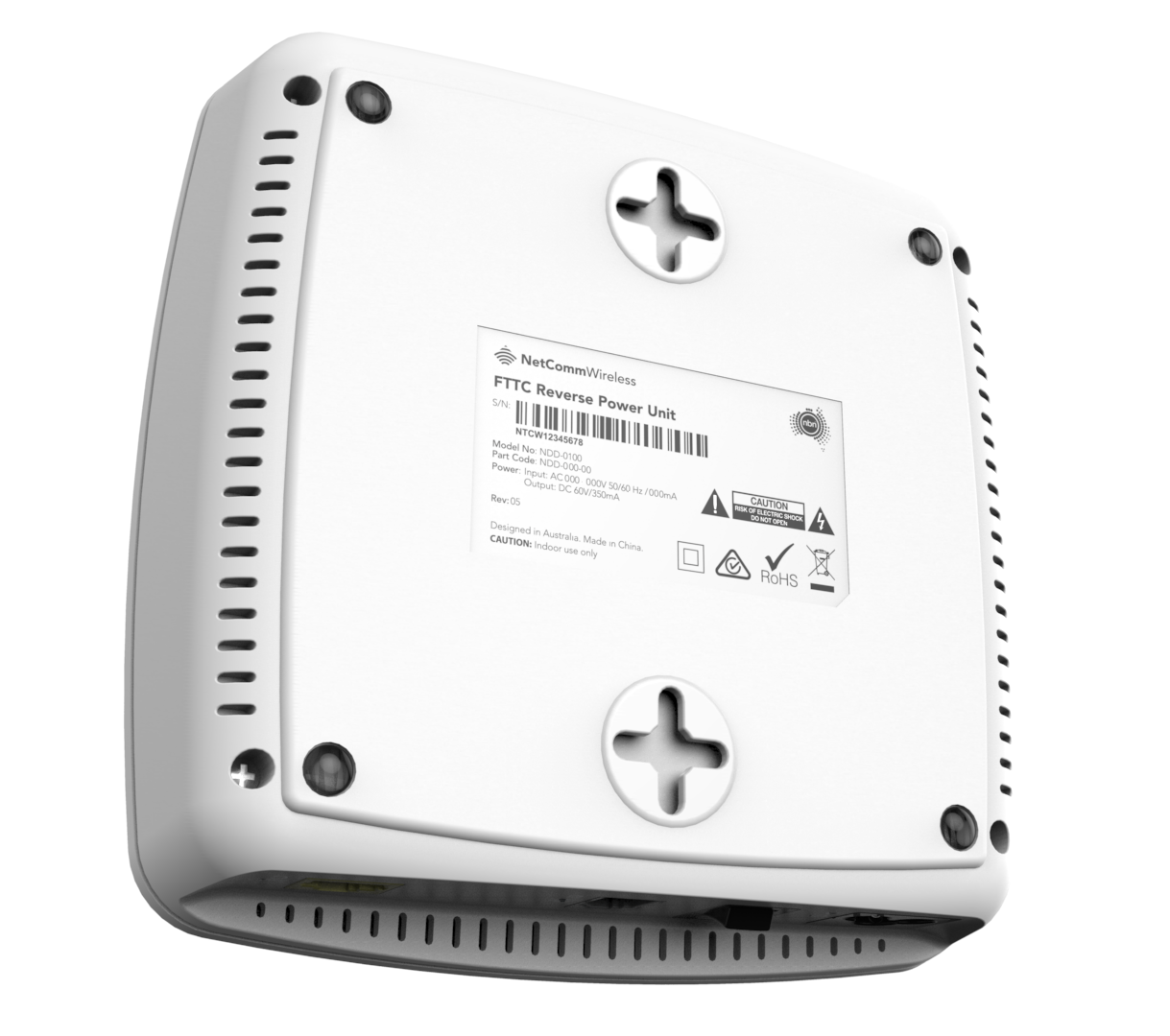 Back of the white nbn™ connection box for nbn™ FTTC 